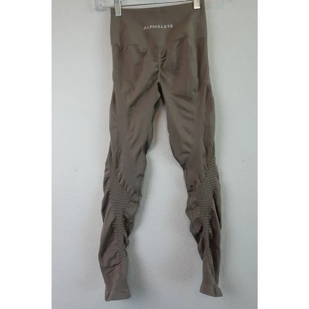 Alphalete Amplify Contour Leggings - Taupe Scrunch Butt, Size Small